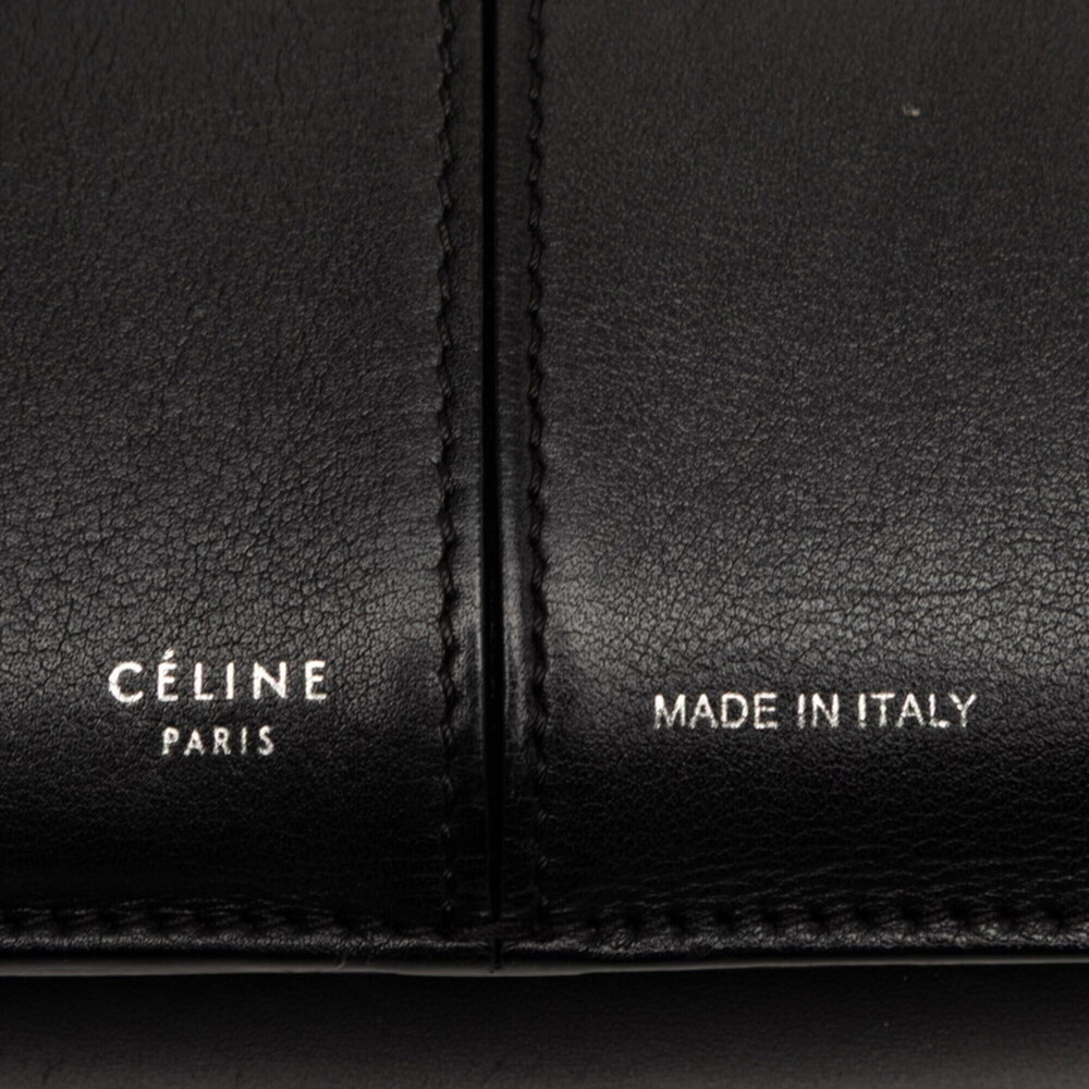 Celine Trifold Chain Shoulder Bag, Black Leather, Women's CELINE - Picture 5 of 7